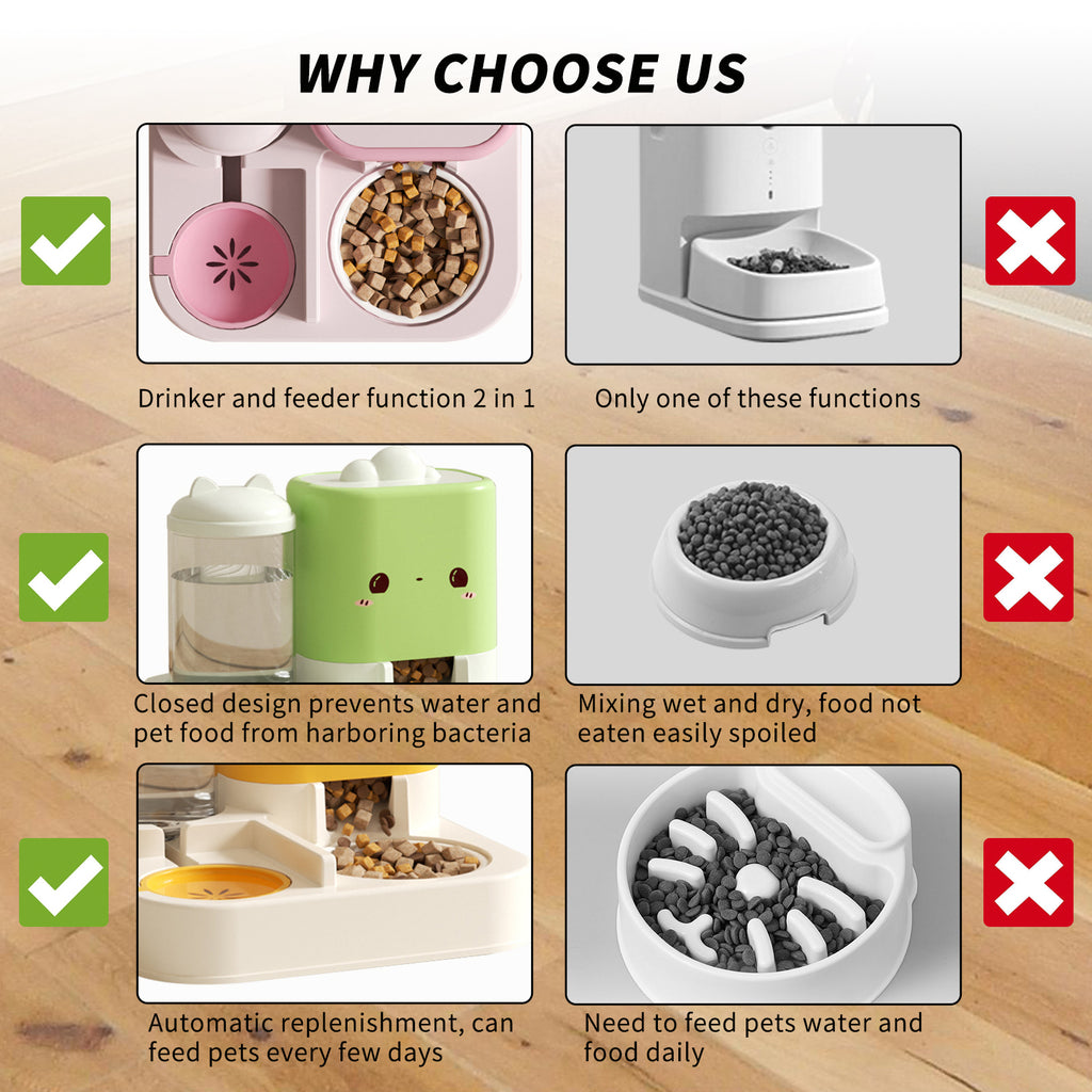 2-in-1 Cloud Cat Ear Pet Feeder & Water Bowl