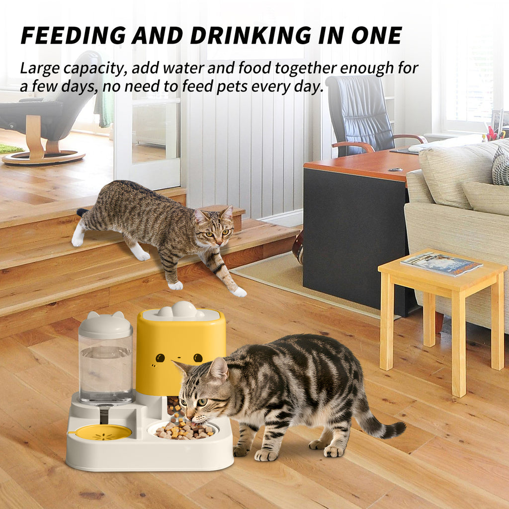 2-in-1 Cloud Cat Ear Pet Feeder & Water Bowl