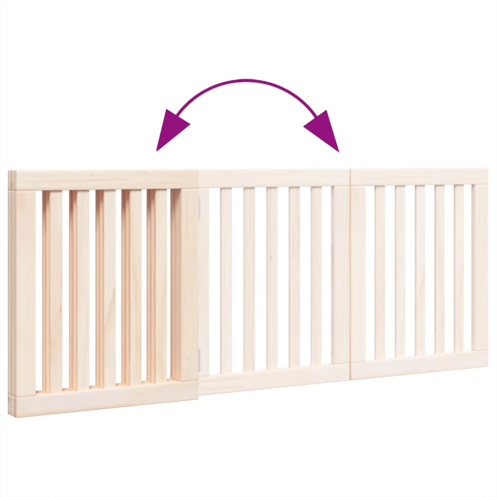 Dog Gate Foldable 3 Panels 150 cm Poplar Wood