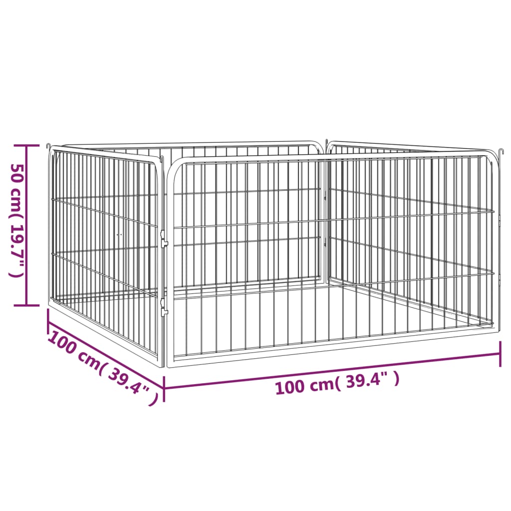 4-piece dog playpen, powder-coated