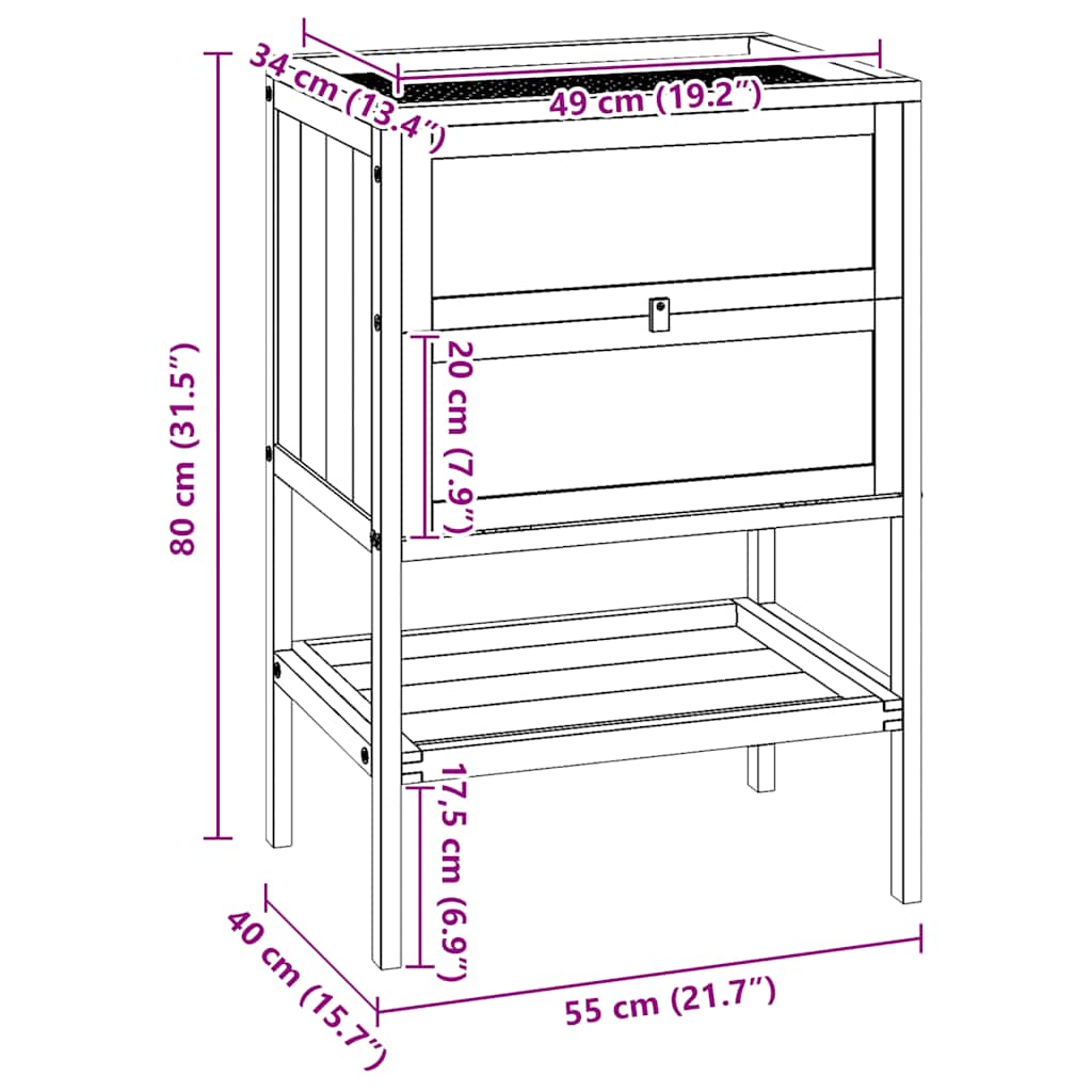 Κλουβί για χάμστερ 55 x 40 x 80 εκ. από μασίφ ξύλο ελάτης