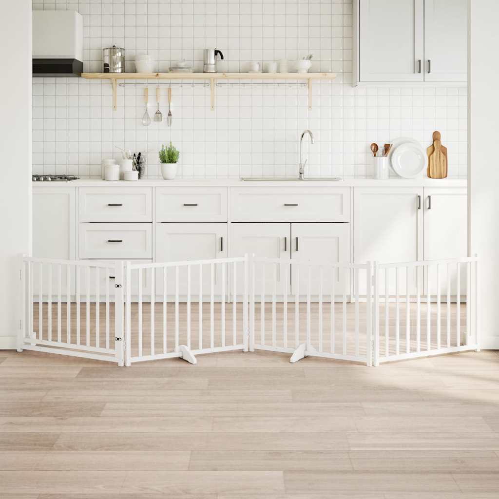 Πτυσσόμενη πύλη σκύλου 3 τεμαχίων, 150 cm, από μασίφ ξύλο ελάτης