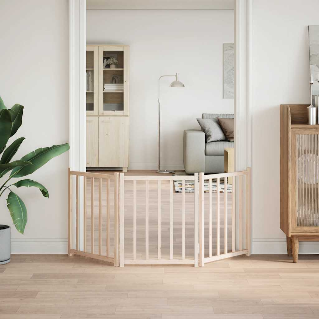 3-piece foldable dog gate, 150 cm, solid fir wood